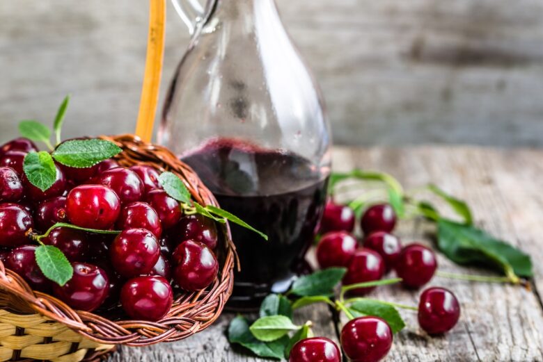 Sweet,Alcohol,Tincture,Made,From,Cherry,Fruits,,Liquor,In,A