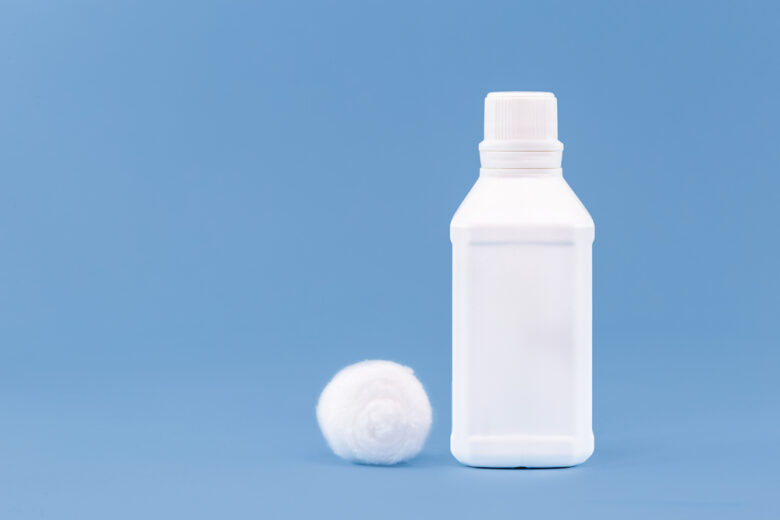 Plastic,Container,,Bottle,Of,Antiseptic,Hydrogen,Peroxide,With,Cotton,,Medicine