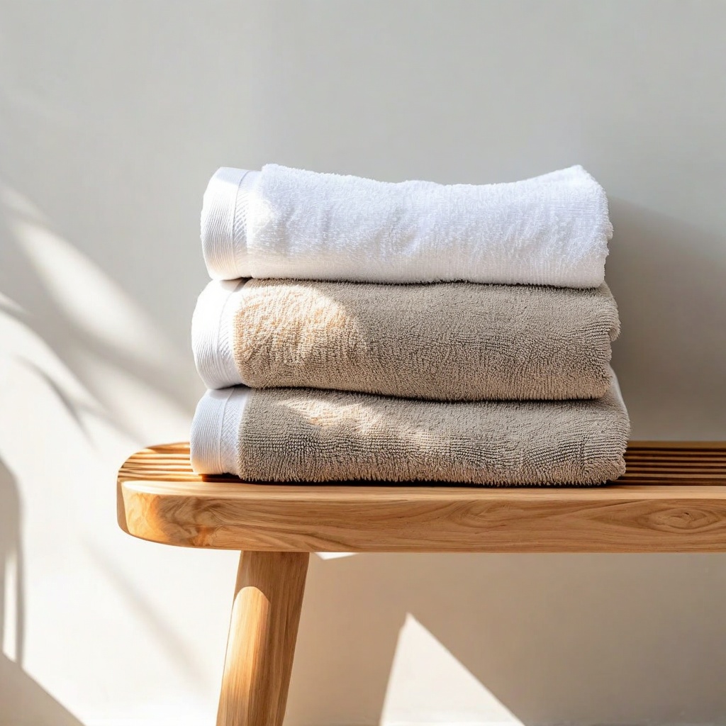Stack,Of,Folded,Towels,In,Neutral,Colors,Placed,On,A Stack,Of,Folded,Towels,In,Neutral,Colors,Placed,On,A