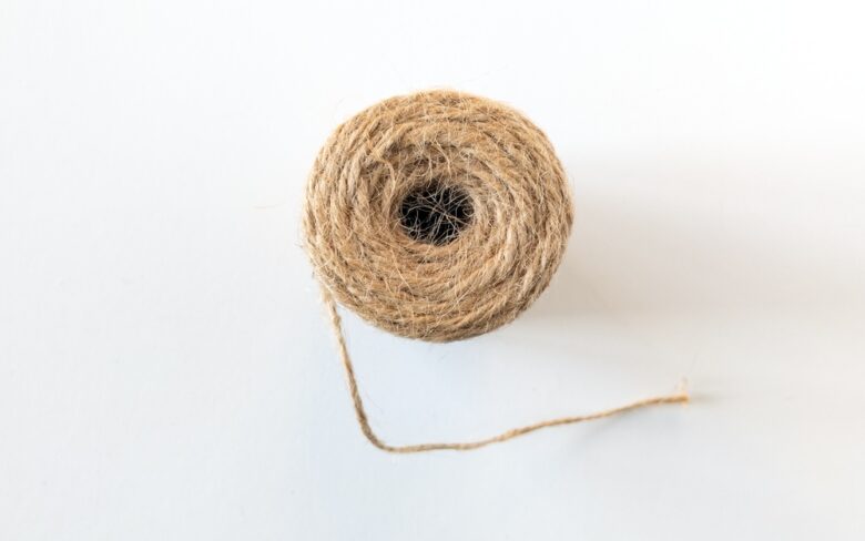 Jute,Twine,Whipping,Rope,On,A,White,Background,,Top,View.