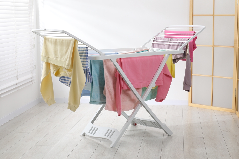 Drying,Rack,With,Fresh,Clean,Laundry,At,Home Drying,Rack,With,Fresh,Clean,Laundry,At,Home