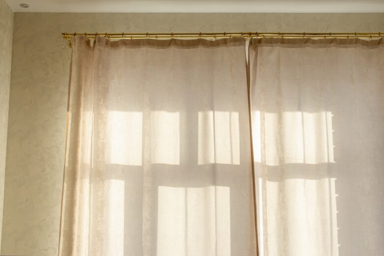 Sun's,Rays,Break,Through,The,Curtains.,Loose,Fabric.,Natural.,Linen